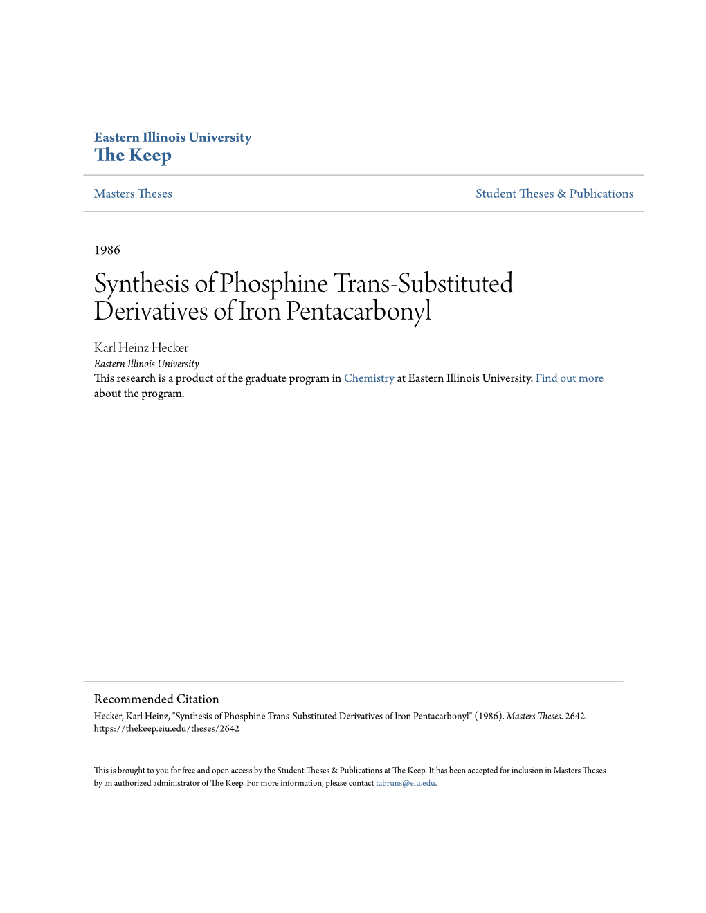 Synthesis of Phosphine Trans-Substituted Derivatives Of