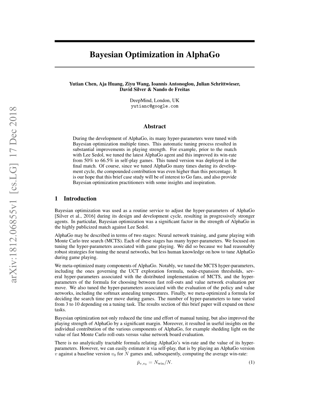 Bayesian Optimization in Alphago