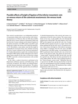 Possible Effects of Height of Ligation of the Inferior Mesenteric Vein on Venous Return of the Colorectal Anastomosis: the Venou