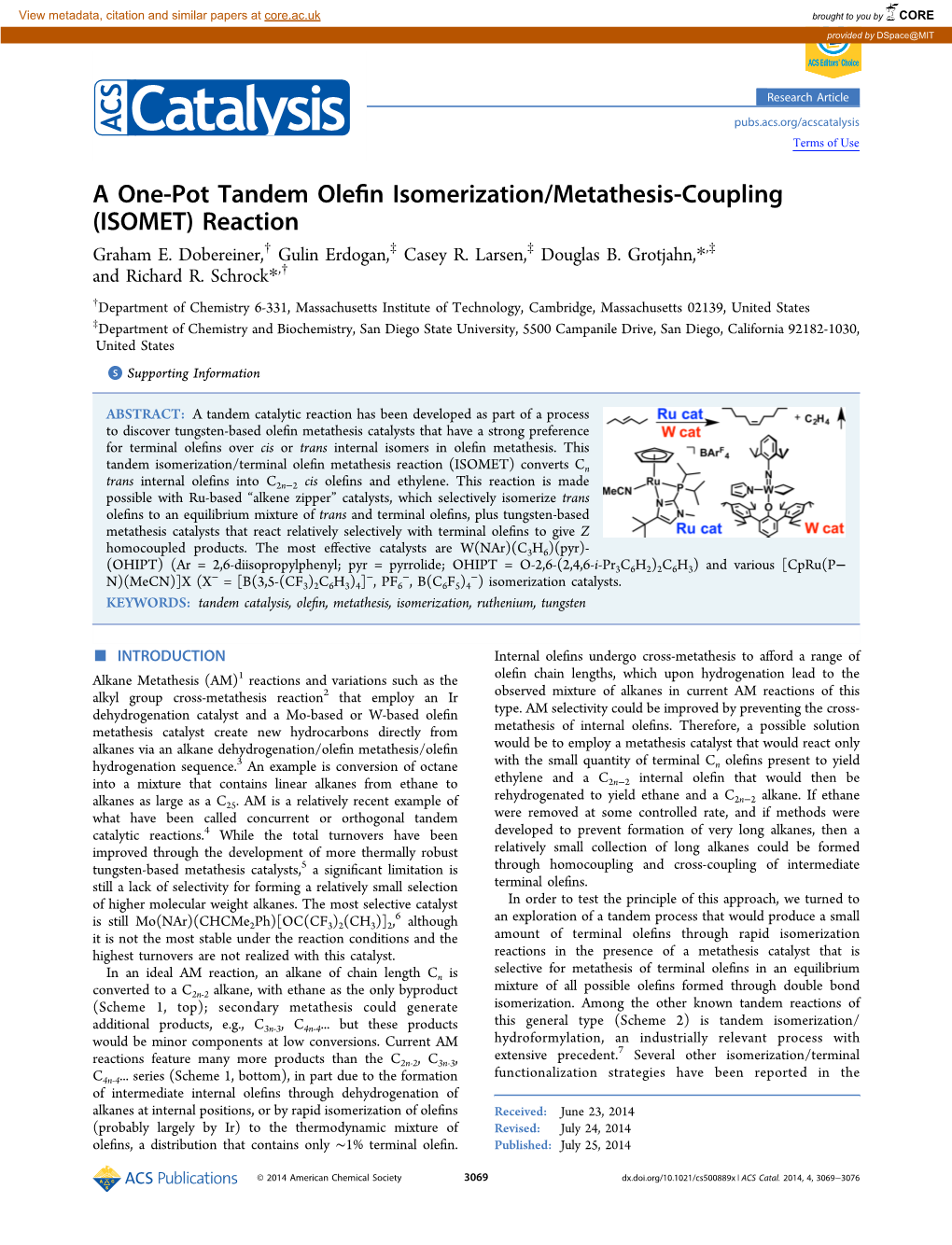 A One-Pot Tandem Olefin Isomerization/Metathesis