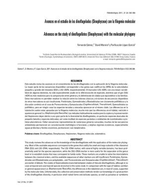 Avances En El Estudio De Los Dinoflagelados (Dinophyceae) Con La Filogenia Molecular