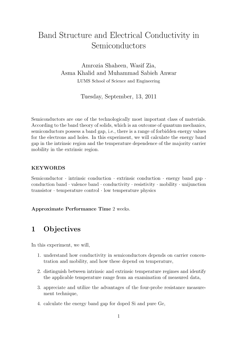 Band Structure and Electrical Conductivity in Semiconductors