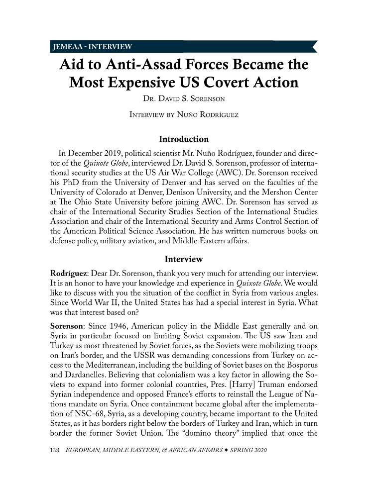 Aid to Anti-Assad Forces Became the Most Expensive US Covert Action