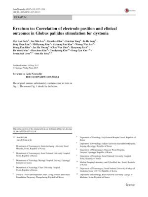 Correlation of Electrode Position and Clinical Outcomes in Globus Pallidus Stimulation for Dystonia