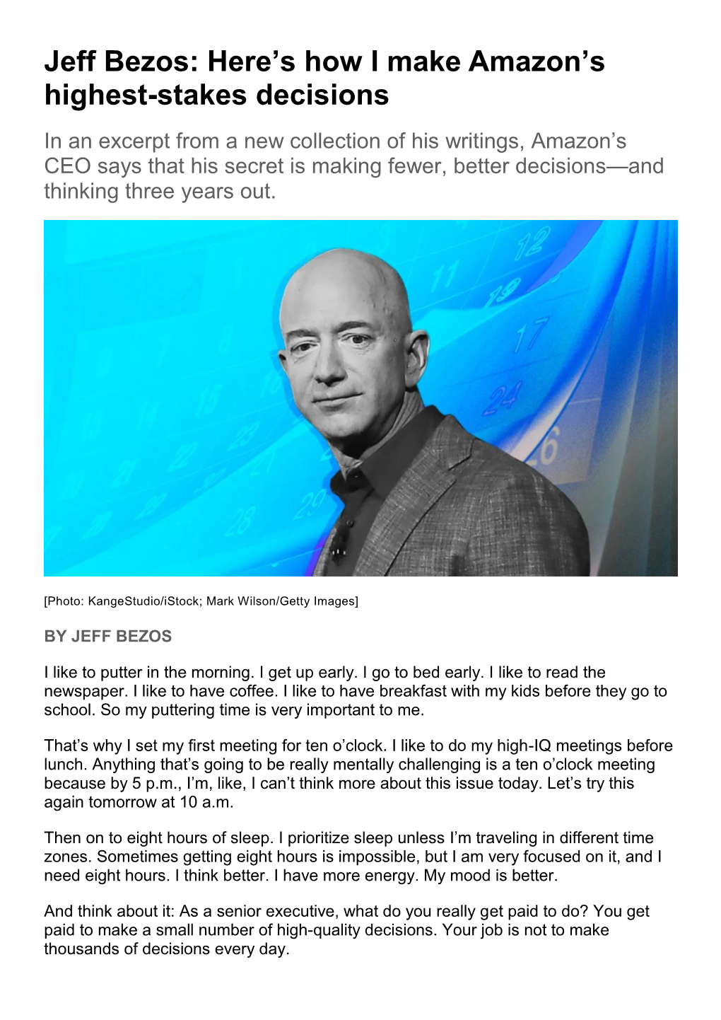 Jeff Bezos: Here's How I Make Amazon's Highest-Stakes Decisions