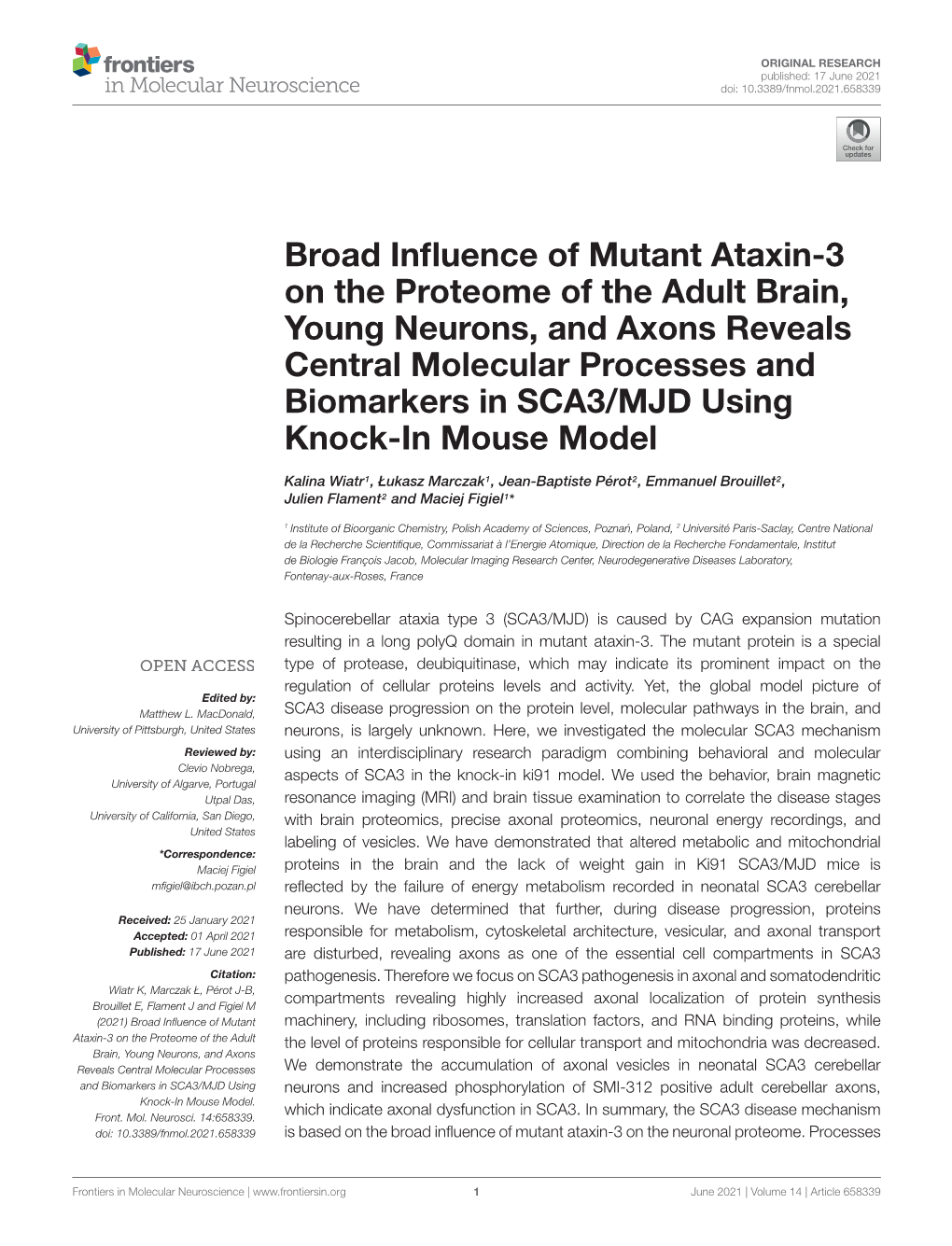 Broad Influence of Mutant Ataxin-3 on the Proteome of the Adult Brain, Young Neurons, and Axons Reveals Central Molecular Proces