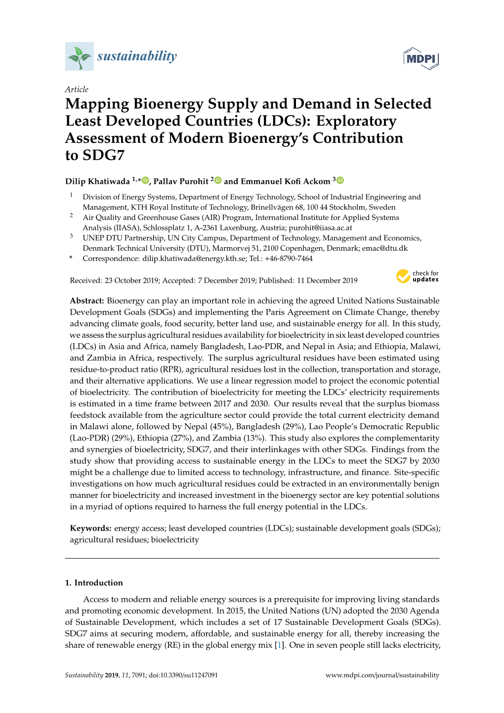 (Ldcs): Exploratory Assessment of Modern Bioenergy's