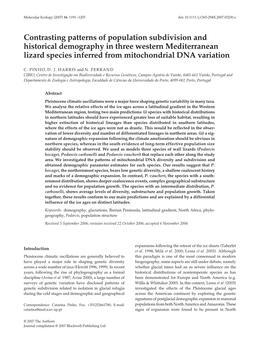 Contrasting Patterns of Population Subdivision and Historical Demography in Three Western Mediterranean Lizard Species Inferred