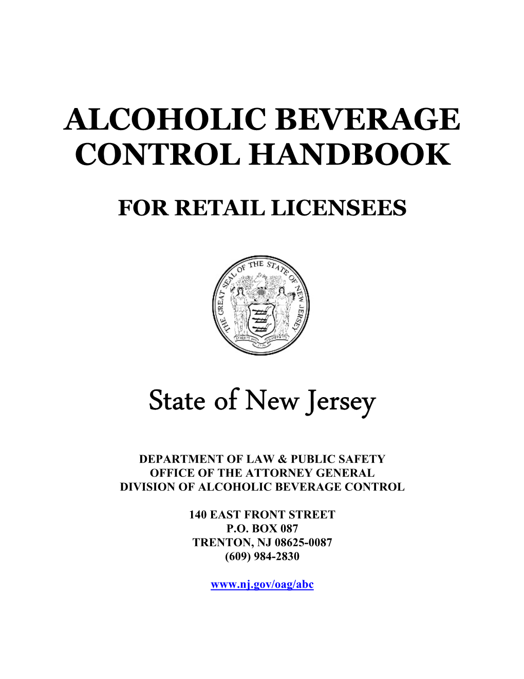 The New Jersey Alcoholic Beverage Control Handbook