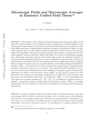Microscopic Fields and Macroscopic Averages in Einstein's Unified Field