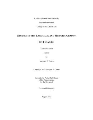 Studies in the Language and Historiography of 2 Samuel