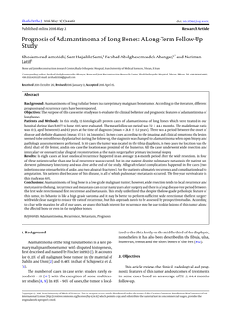 Prognosis of Adamantinoma of Long Bones: a Long-Term Follow-Up Study