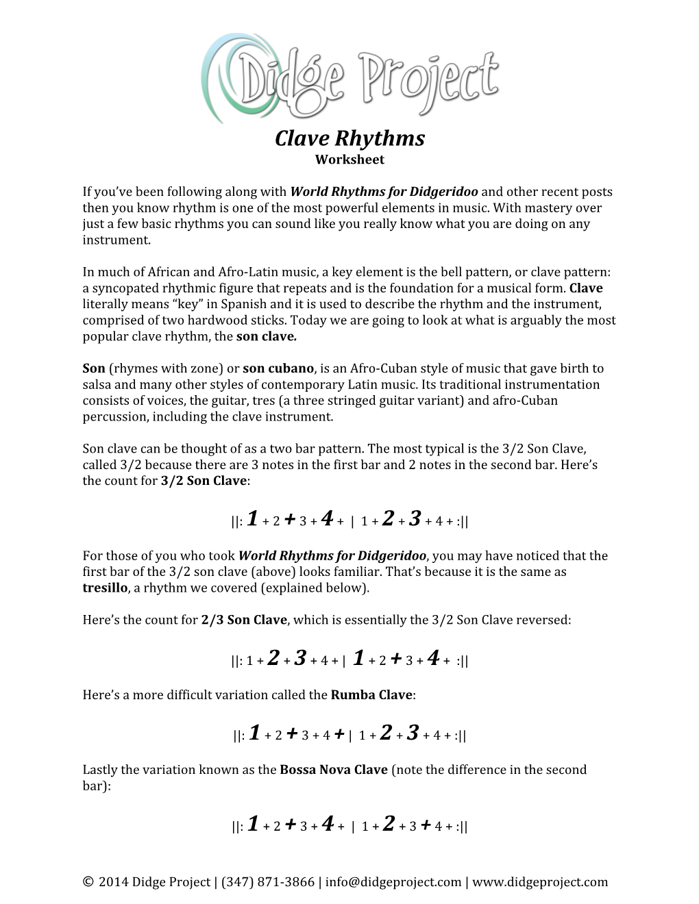 Clave Rhythms for Didgeridoo