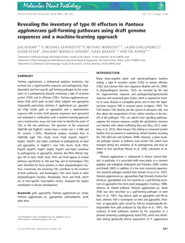 Revealing the Inventory of Type III Effectors in Pantoea Agglomerans Gall-Forming Pathovars Using Draft Genome Sequences and a Machine-Learning Approach