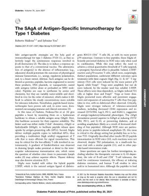 The Saga of Antigen-Specific Immunotherapy for Type 1 Diabetes