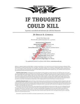 IF THOUGHTS COULD KILL a Psionics Sourcebook and Adventure for 10Th-Level Characters by Bruce R