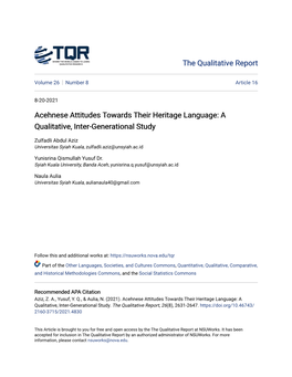 Acehnese Attitudes Towards Their Heritage Language: a Qualitative, Inter-Generational Study