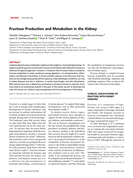 Fructose Production and Metabolism in the Kidney