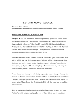 Library News Release