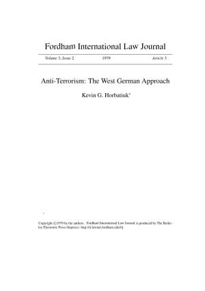 Anti-Terrorism: the West German Approach