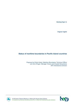 Status of Maritime Boundaries in Pacific Island Countries