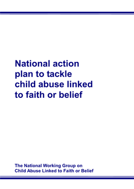 National Action Plan to Tackle Child Abuse Linked to Faith Or Belief
