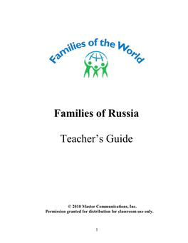 Families of Russia Teacher's Guide