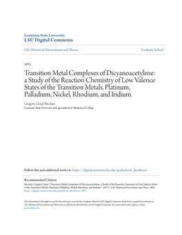 Transition Metal Complexes of Dicyanoacetylene