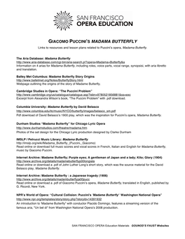 Madame Butterfly Story Origins Webpage Outlining the Origins of the Story of Madame Butterfly