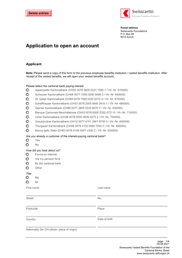Application to Open an Account