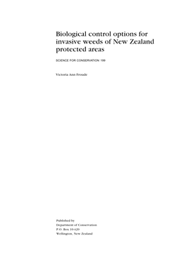 Biological Control Options for Invasive Weeds of New Zealand Protected Areas