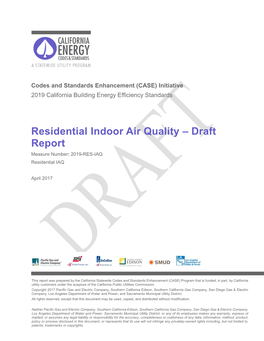 Residential Indoor Air Quality – Draft Report Measure Number: 2019-RES-IAQ Residential IAQ