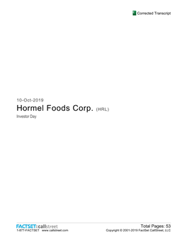 Hormel Foods Corp. (HRL) Investor Day