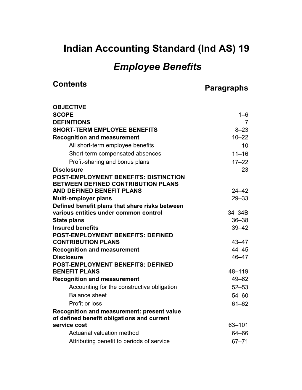 Indian Accounting Standard (Ind AS) 19 Employee Benefits