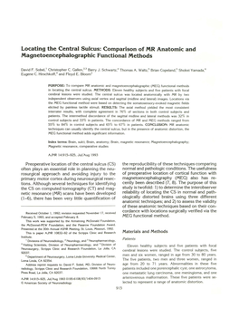 Locating the Central Sulcus: Comparison of MR Anatomic and Magnetoencephalographic Functional Methods