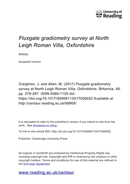 Fluxgate Gradiometry Survey at North Leigh Roman Villa, Oxfordshire