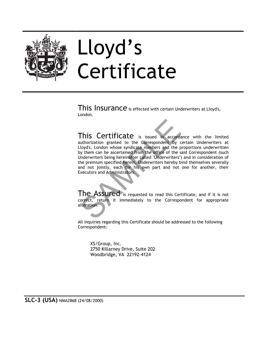 Lloyd's Certificate