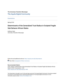 Determinants of the Generalized Trust Radius in Scripted Fragile Sub-Saharan African States