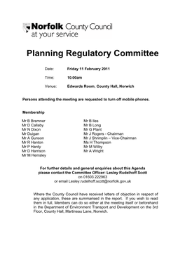 Planning Regulatory Committee