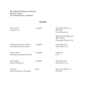 Directors Chorus Program & Notes