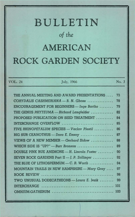 BULLETIN of the AMERICAN ROCK GARDEN SOCIETY