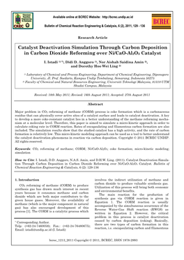 Catalyst Deactivation Simulation Through Carbon Deposition in Carbon Dioxide Reforming Over Ni/Cao-Al 2O3 Catalyst