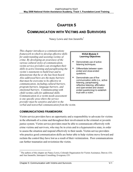 Chapter 5 Communication with Victims and Survivors