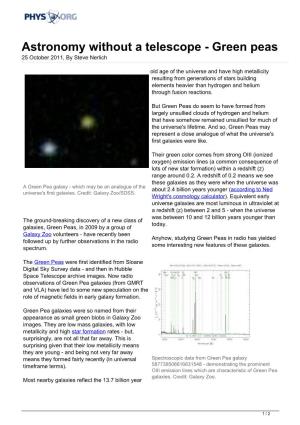 Astronomy Without a Telescope - Green Peas 25 October 2011, by Steve Nerlich
