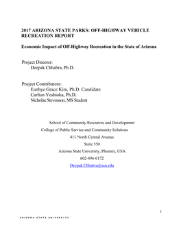 Off-Highway Vehicle Recreation Report