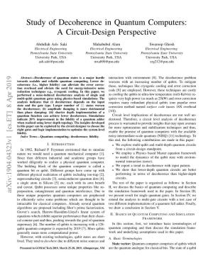 Study of Decoherence in Quantum Computers: a Circuit-Design Perspective
