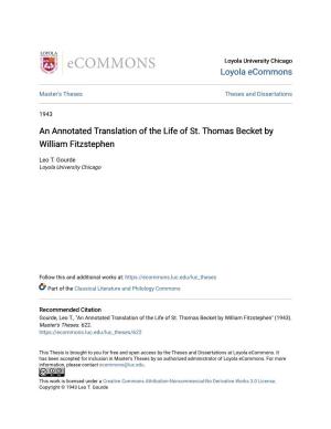 An Annotated Translation of the Life of St. Thomas Becket by William Fitzstephen