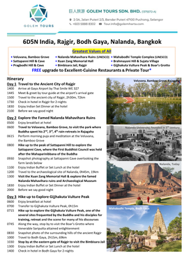 6D5N India, Rajgir, Bodh Gaya, Nalanda, Bangkok