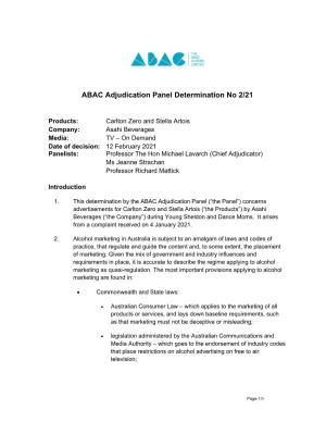 ABAC Adjudication Panel Determination No 2/21