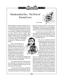 Dinakrushna Das - the Poet of Eternal Love